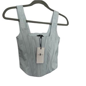 7 For All Mankind New With Tags Light Blue Ribbed Corset Top
